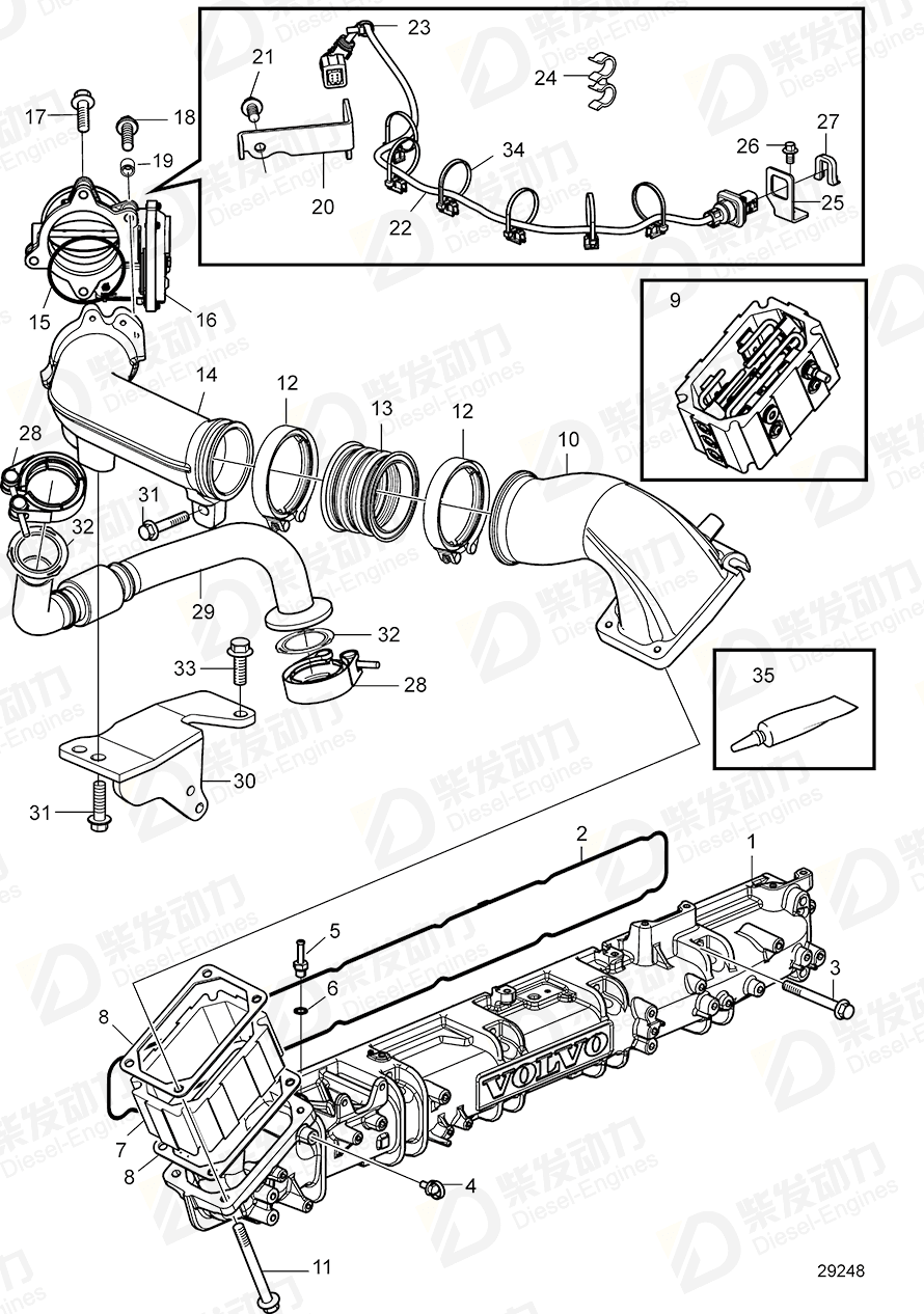 volvo penta Wiring harness 22179192 Drawing